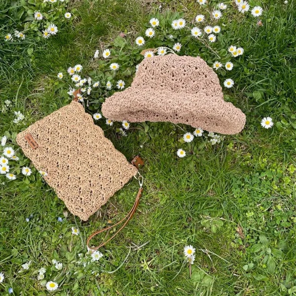 Pudra Pembe Fileli Şapka ve Clutch Seti