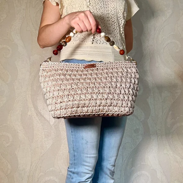 Natural-Tone Structured Crochet Bag
