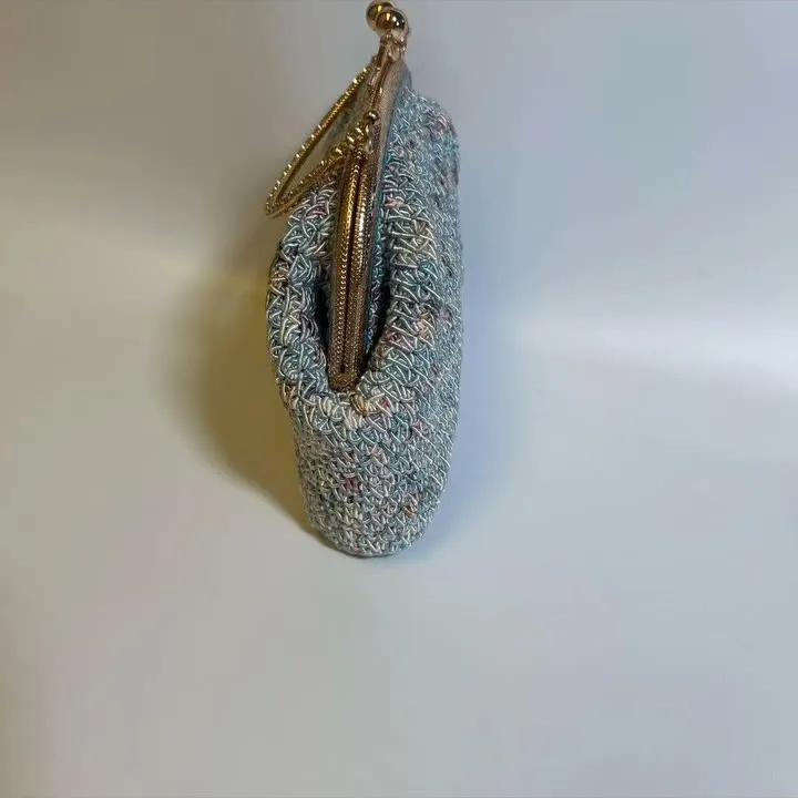Pastel Melanj Dokulu Fermuarlı Mini Çanta