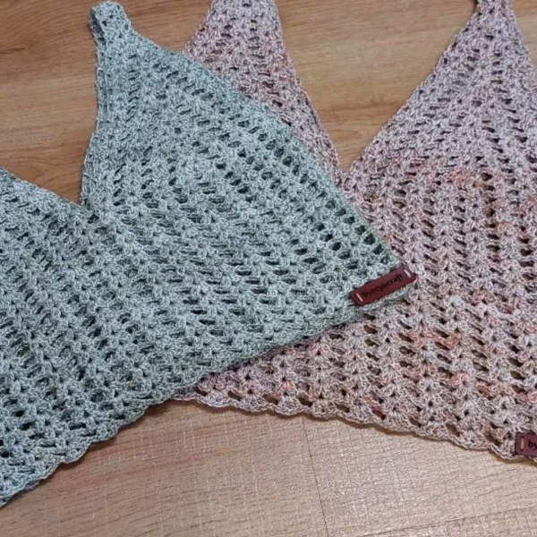 Yeşil, Gri ve Pudra Üç Renk Örgü Bralet Seti