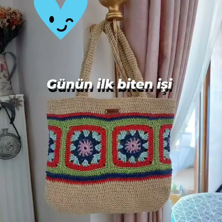 Doğal Ton Kağıt İp Örgü Plaj Çantası