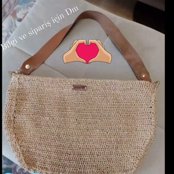 Fileli Desenli Krem Rengi Kağıt İp Tote Çanta