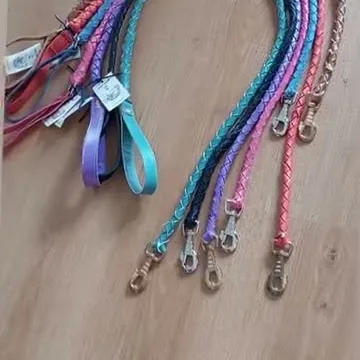 Renkli Örgü Gerçek Deri Köpek Gezdirme Kayışı