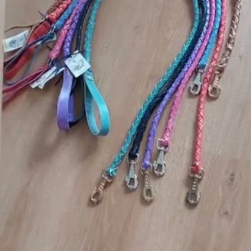 Renkli Örgü Gerçek Deri Köpek Gezdirme Kayışı